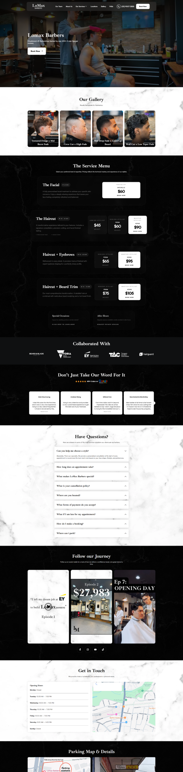 Lomax Barbers website