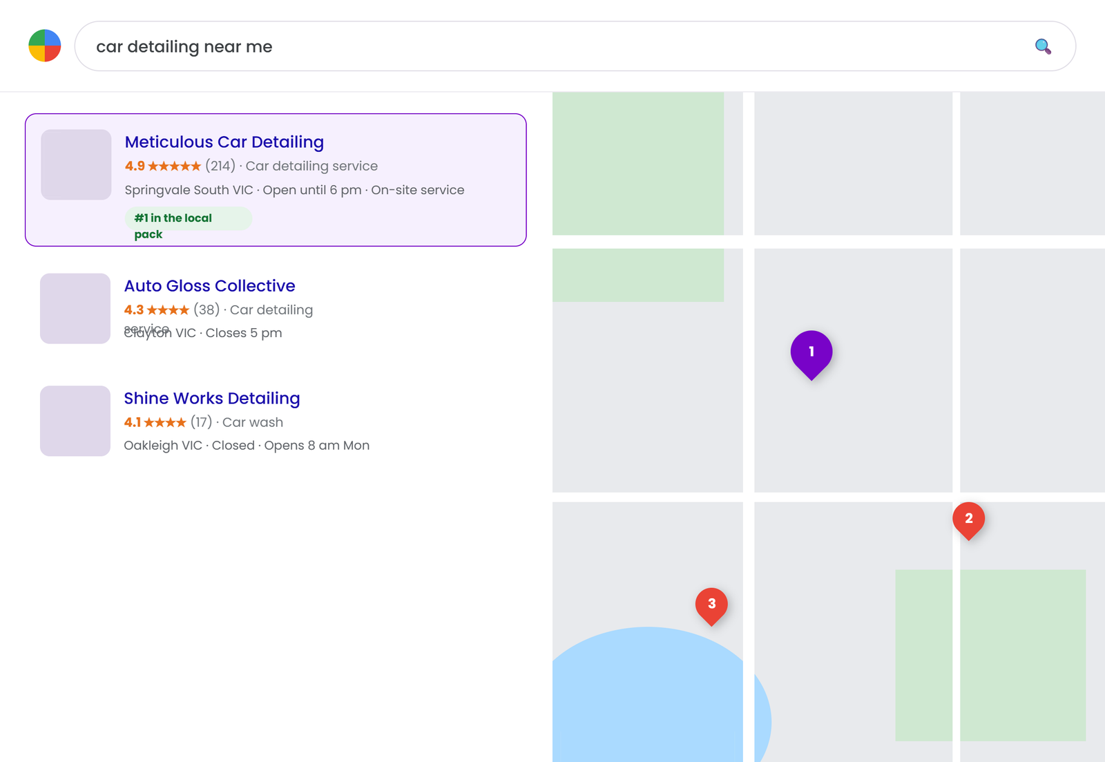 Client listed first in the Google Maps local pack