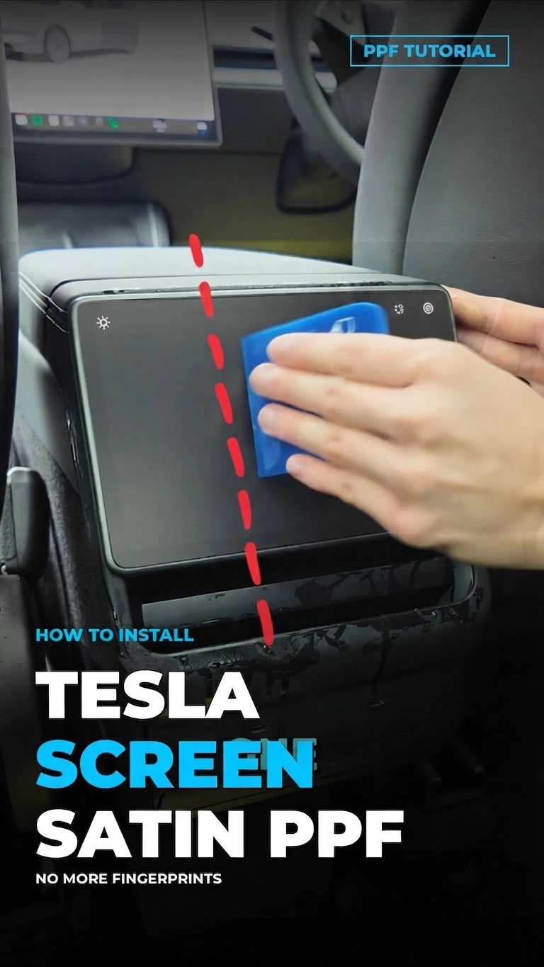 Tesla screen satin PPF install